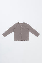 Avauma Ash Beige ribbed baby cardigan, long sleeve soft cotton sweater for infant and toddler girls or boys